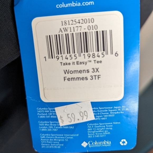 NWT 3x COLUMBIA Women's take it easy black athletic tee, plus size - Picture 7 of 7